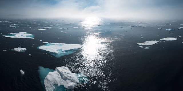 An ice pack sparse in the sunlight, illustrating our maladaptation to climate change
